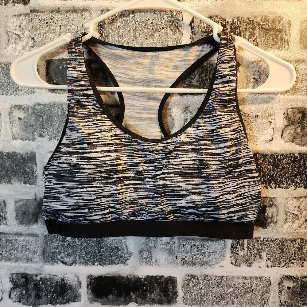 Zone Pro Women's Black and White Workout Running Sports Bra Size XL